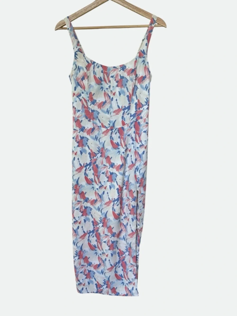 Abercrombie Floral Maxi Slit Dress Pink/Blue size S